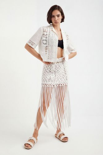 Fringed macramé miniskirt - L - Desigual - Modalova