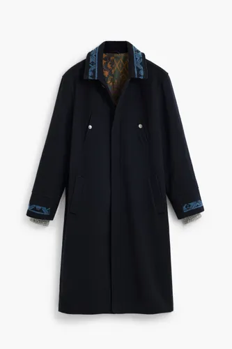 Printed wool coat - BLUE - L - Desigual - Modalova