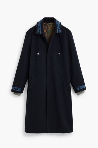 Printed wool coat - BLUE - M - Desigual - Modalova