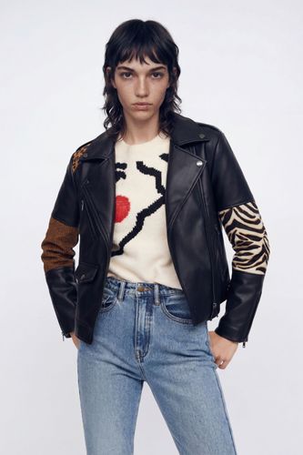 Patchwork leather biker jacket - S - Desigual - Modalova