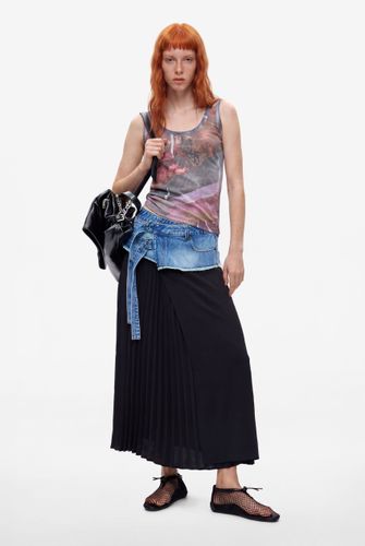 Falda Denim Plisada Larga - M - Desigual - Modalova