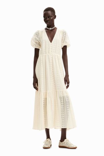 Long embroidered dress - WHITE - L - Desigual - Modalova
