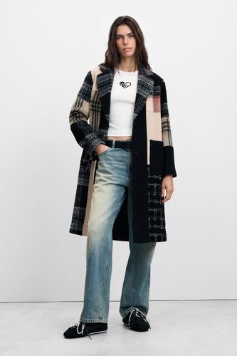 Wool coat checked patch - XS - Desigual - Modalova
