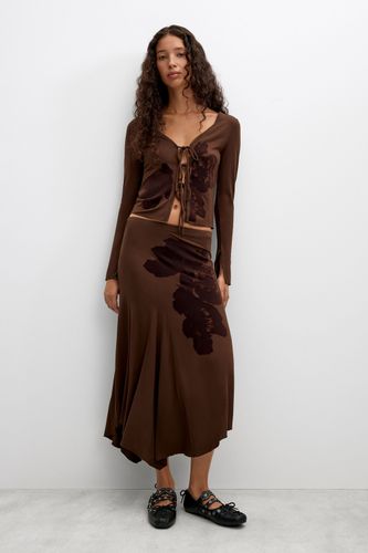 Falda midi flocada - BROWN - S - Desigual - Modalova