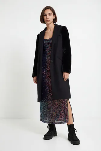 Wool coat with fur effect - M - Desigual - Modalova