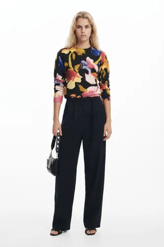 Arty flower sweater - BLACK - M - Desigual - Modalova