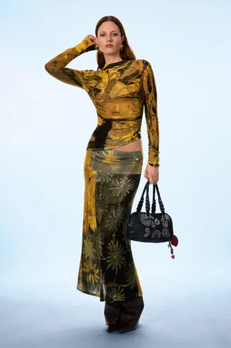 Falda Larga Estampada - GREEN - S - Desigual - Modalova