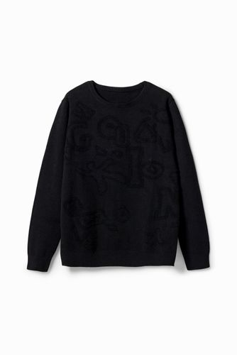 Textured motif pullover - BLACK - S - Desigual - Modalova
