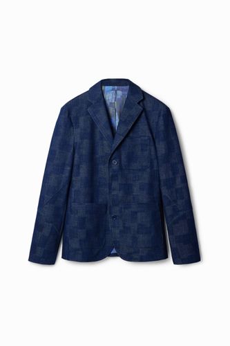 Plaid denim blazer - BLUE - M - Desigual - Modalova