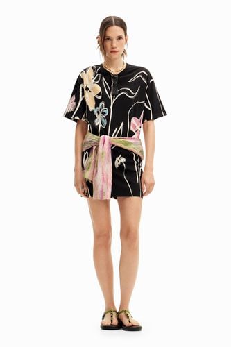 Short dress with illustrated flowers - XS - Desigual - Modalova