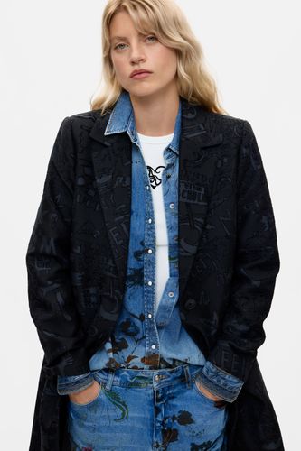 Abrigo recto jacquard - BLACK - M - Desigual - Modalova