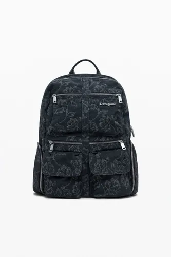 Large embroidered denim backpack - U - Desigual - Modalova