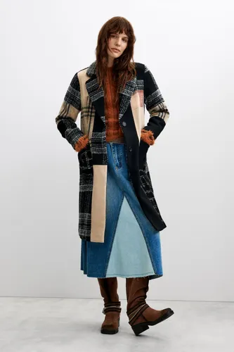 Wool coat checked patch - XS - Desigual - Modalova