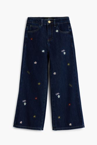 Vaquero cropped Wide bordados - 3/4 - Desigual - Modalova