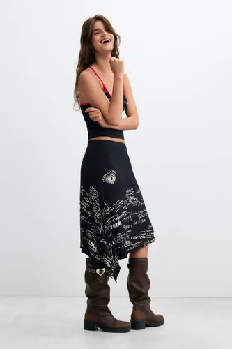 Printed asymmetric midi skirt - S - Desigual - Modalova