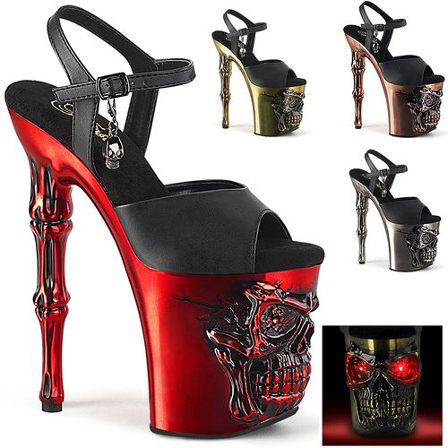 Nu-pieds lumineux tête de mort - Pointure : 40 - Couleur : Argent - Pleaser - Modalova