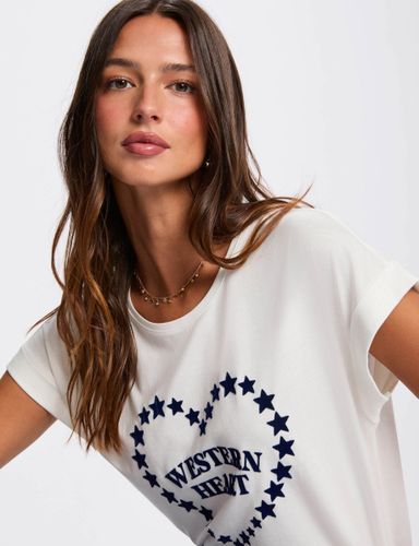 T-shirt droit col rond blanc femme - Morgan - Modalova