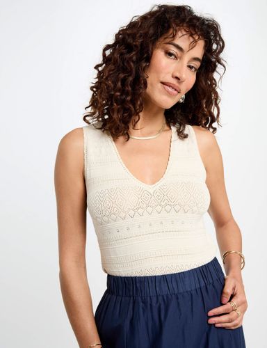 Top maille col en V ivoire femme - Morgan - Modalova