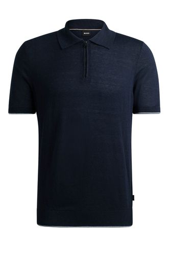 Boss Trieste Half Zip Short Sleeved Polo Shirt Dark Blue Si - BOSS Black - Modalova