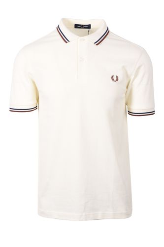 Twin Tipped Polo Shirt Ecru/French Navy/Warm Brown Size: SI - Fred Perry - Modalova