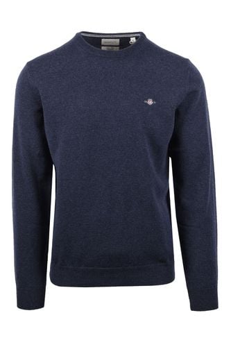 Superfine Lambswool Crew Neck Knitwear Dark Navy Melange Size: SI - Gant - Modalova