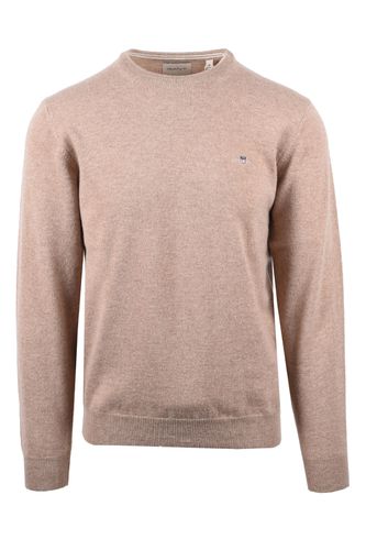 Superfine Lambswool Crew Neck Knitwear Dark Sand Melange Size: SI - Gant - Modalova