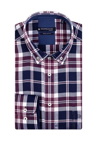 Ivy Long Sleeved Shirt Blue Burgundy Check Size: SIZE XL - Giordano - Modalova