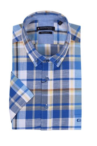 Regular Fit Short Sleeve Shirt Blue Lemon Check Size: SIZE M - Giordano - Modalova