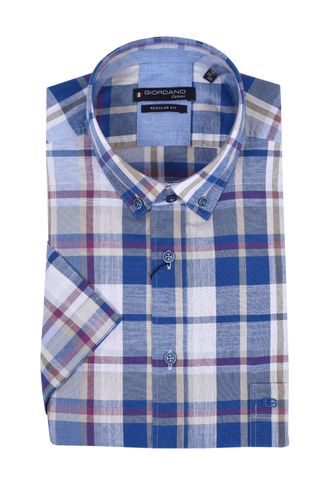 Regular Fit Short Sleeve Shirt Blue Stone Check Size: SIZE M - Giordano - Modalova