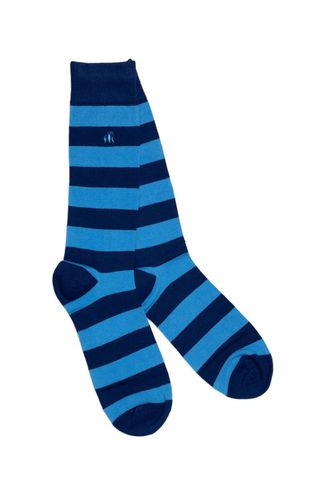 Bamboo Socks Sky Blue Striped Size: 1 SIZE 7-11 - Swole Panda - Modalova