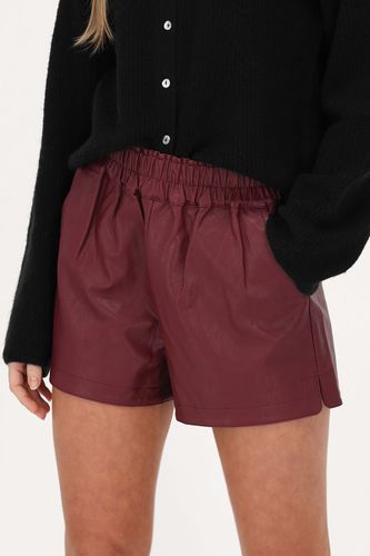 Burgunderfarbene Shorts in Lederoptik mit Gummiband | - My jewellery - Modalova