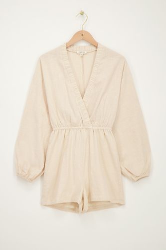 Combinaison aspect lin avec col en V | - My jewellery - Modalova