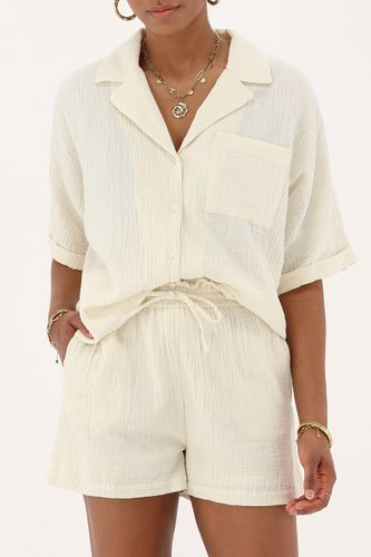 Beigefarbene Shorts mit elastischem Bund und Rüschen | - My jewellery - Modalova