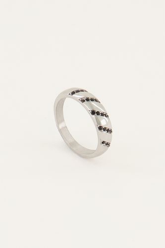 MOOD Ring mit schrägen schwarzen Steinen | - My jewellery - Modalova