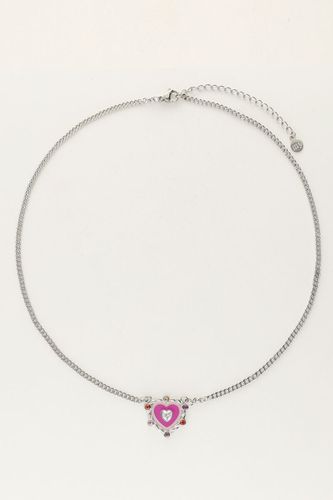 Kette mit lilafarbenem Herzanhänger mit bunten Steinen | - My jewellery - Modalova