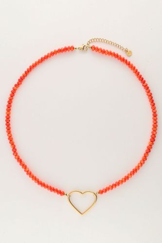 Orangefarbene Perlenkette mit Herz | - My jewellery - Modalova