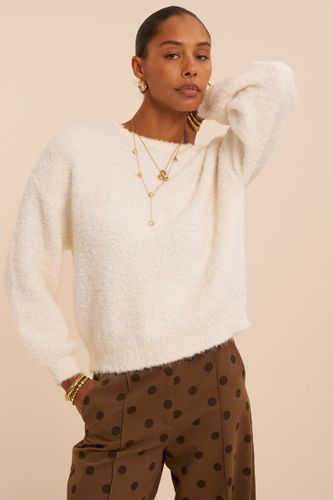 Weißer Oversized Bouclé-Pullover | - My jewellery - Modalova
