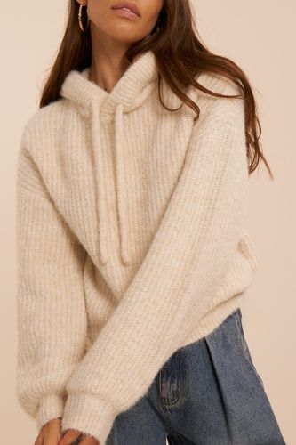 Beigefarbener oversized Strickpullover mit Kapuze | - My jewellery - Modalova