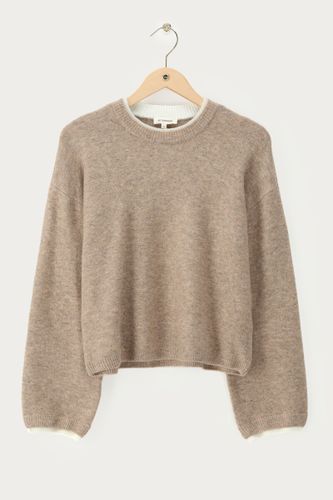Beigefarbener Pullover mit kontrastierendem Ausschnitt | - My jewellery - Modalova