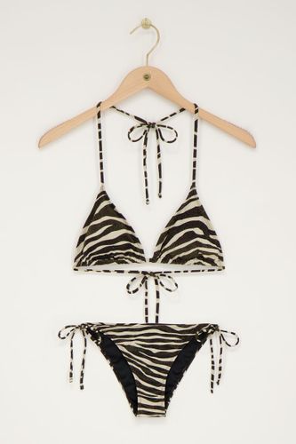 Schwarze-weißes Zebra Bikini Set Triangel mit Lurex | - My jewellery - Modalova