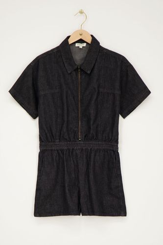 Schwarzer Denim Playsuit mit Reißverschluss | - My jewellery - Modalova