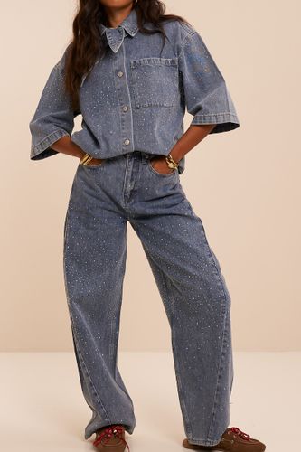 Barrel-Jeans mit Strasssteinen | - My jewellery - Modalova