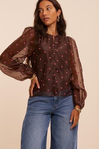 Mesh-Bluse mit pinken Polka-Dots | - My jewellery - Modalova