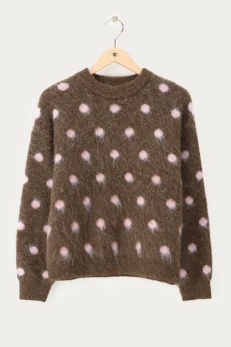 Brauner Pullover "gekämmt" mit pinken Polka-Dots | - My jewellery - Modalova