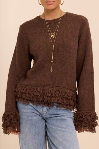 Brauner Strickpullover mit Fransen | - My jewellery - Modalova