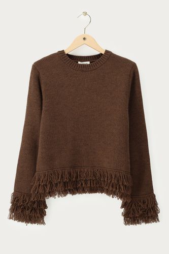 Brauner Strickpullover mit Fransen | - My jewellery - Modalova