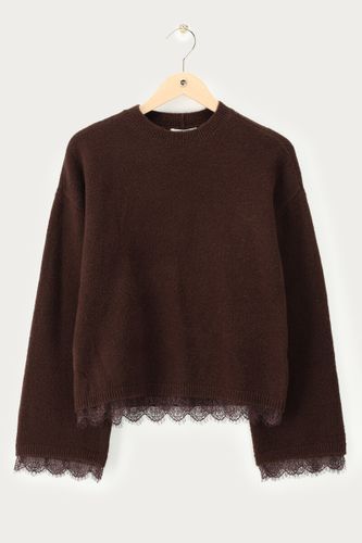 Brauner Pullover mit Spitze | - My jewellery - Modalova