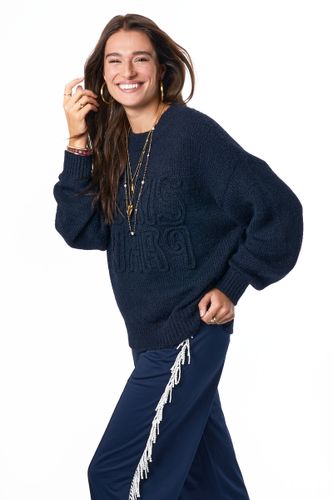 Dunkelblauer Pullover mit Stickerei "Paris Paris" | - My jewellery - Modalova