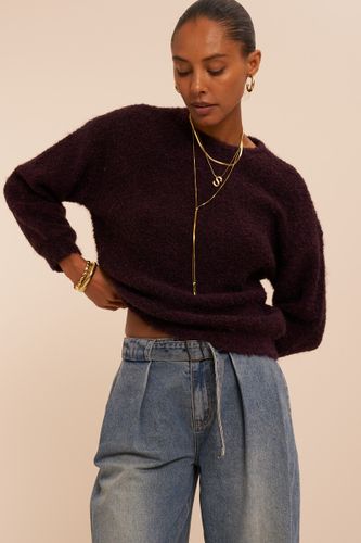 Dunkelroter Oversized Bouclé-Pullover | - My jewellery - Modalova