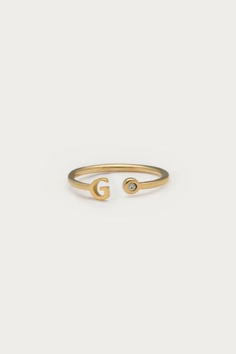 Initialien-Ring mit Stein | - My jewellery - Modalova